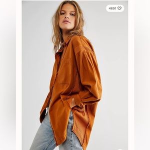 Free People Cool & Clean Solid Button Down Native Soil Combo Medium